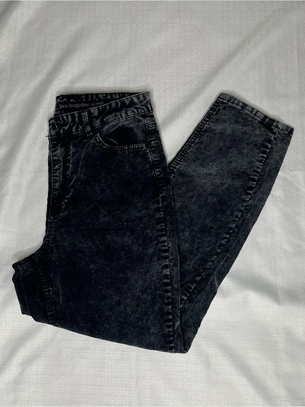 Vanilla Star High Rise Acid Wash Corduroy Pants Washed Black 90s Grunge Chic